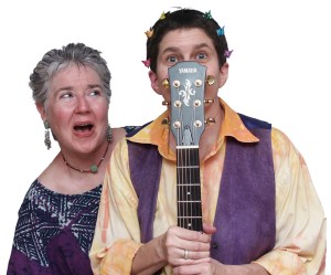 Maurine McLean and Lisa Rogers perform as the Therapy Sisters and Las Gabacha-chas.